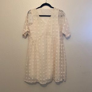 NWT - Kirundo - Short Sleeve Vneck Swiss Dot Dress - Cream - Size S